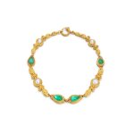 Gold, emerald and blister pearl necklace, circa 1890