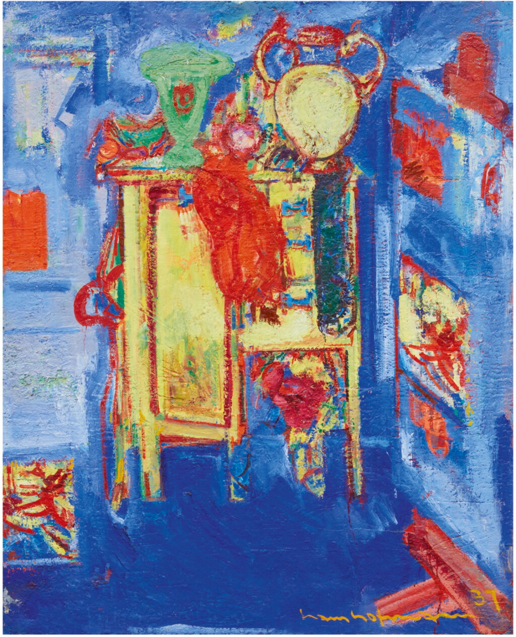 View full screen - View 1 of Lot 242. HANS HOFMANN | STILL LIFE, YELLOW CABINET AND TWO VASES.