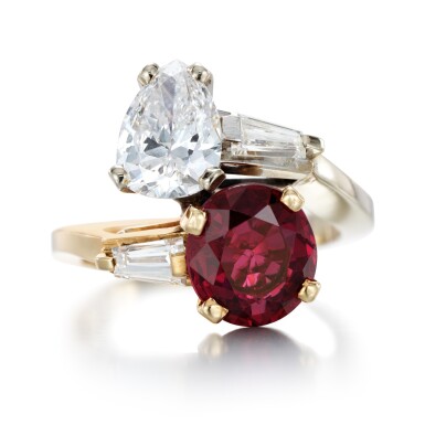 View full screen - View 1 of Lot 62. Ruby and diamond ring.