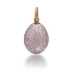 A Fabergé gold and guilloché enamel egg pendant, workmaster Feodor Afanassiev, St Petersburg, circa 1900