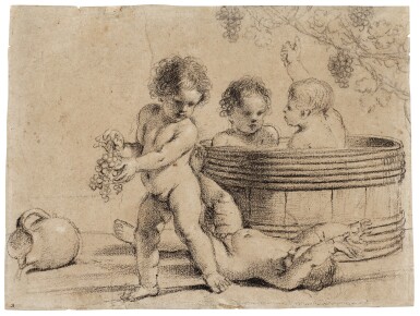 View full screen - View 1 of Lot 5. Allegory of Autumn with wine-making putti.