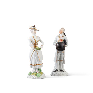 View full screen - View 1 of Lot 785. A pair of Wallendorf porcelain large allegorical figures, emblematic of Autumn and Winter, circa 1780.