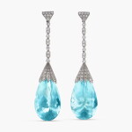 Pair of Aquamarine and Diamond Pendent Earrings