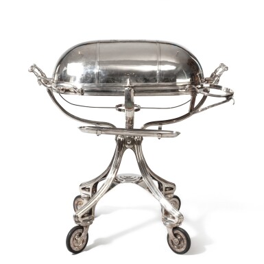 View full screen - View 1 of Lot 65. A FRENCH SILVER PLATED CARVING TROLLEY BY ERCUIS, SECOND QUARTER 20TH CENTURY.