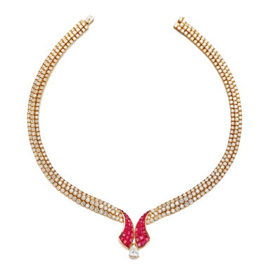 View full screen - View 1 of Lot 251. Diamond and Ruby Necklace | 鑽石 配 紅寶石 項鏈.