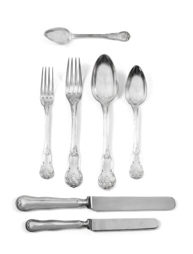 View full screen - View 1 of Lot 54. A 137-piece silver household set of Louis XV style, Delheid Frères et Bousin-Bonnevie, Brussels, circa 1880 | Partie de ménagère de 137 pièces en argent de style LXV, par Delheid Frères et Bousin-Bonnevie, Bruxelles, vers 1880.