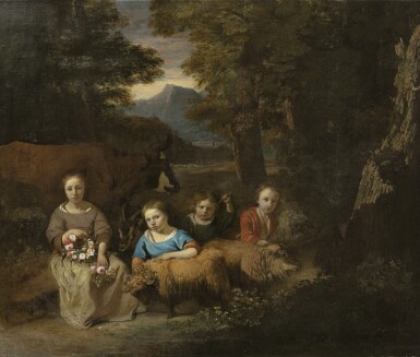 View full screen - View 1 of Lot 28. DUTCH SCHOOL, SECOND HALF OF THE 17TH CENTURY | CHILDREN IN A WOODED LANDSCAPE.