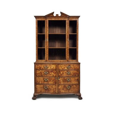 View full screen - View 1 of Lot 15. A George II Burr Walnut Bookcase Cabinet, Circa 1745.