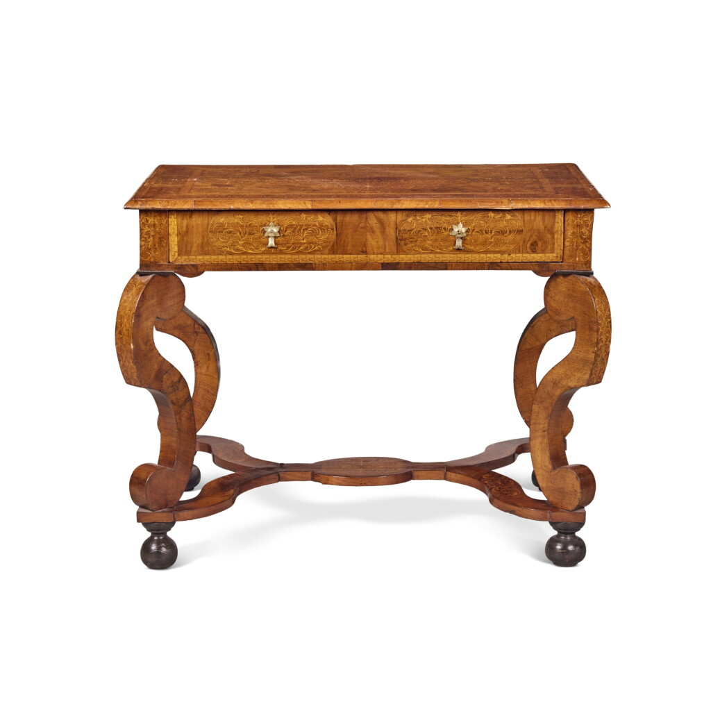 View full screen - View 1 of Lot 5. A William and Mary Walnut, Sycamore and Seaweed Marquetry Side Table, late 17th Century.