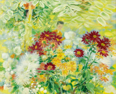 View full screen - View 1 of Lot 727. Le Pho 黎譜 | Dans Le Jardin Fleuri (In the Flower Garden) 花圃中.