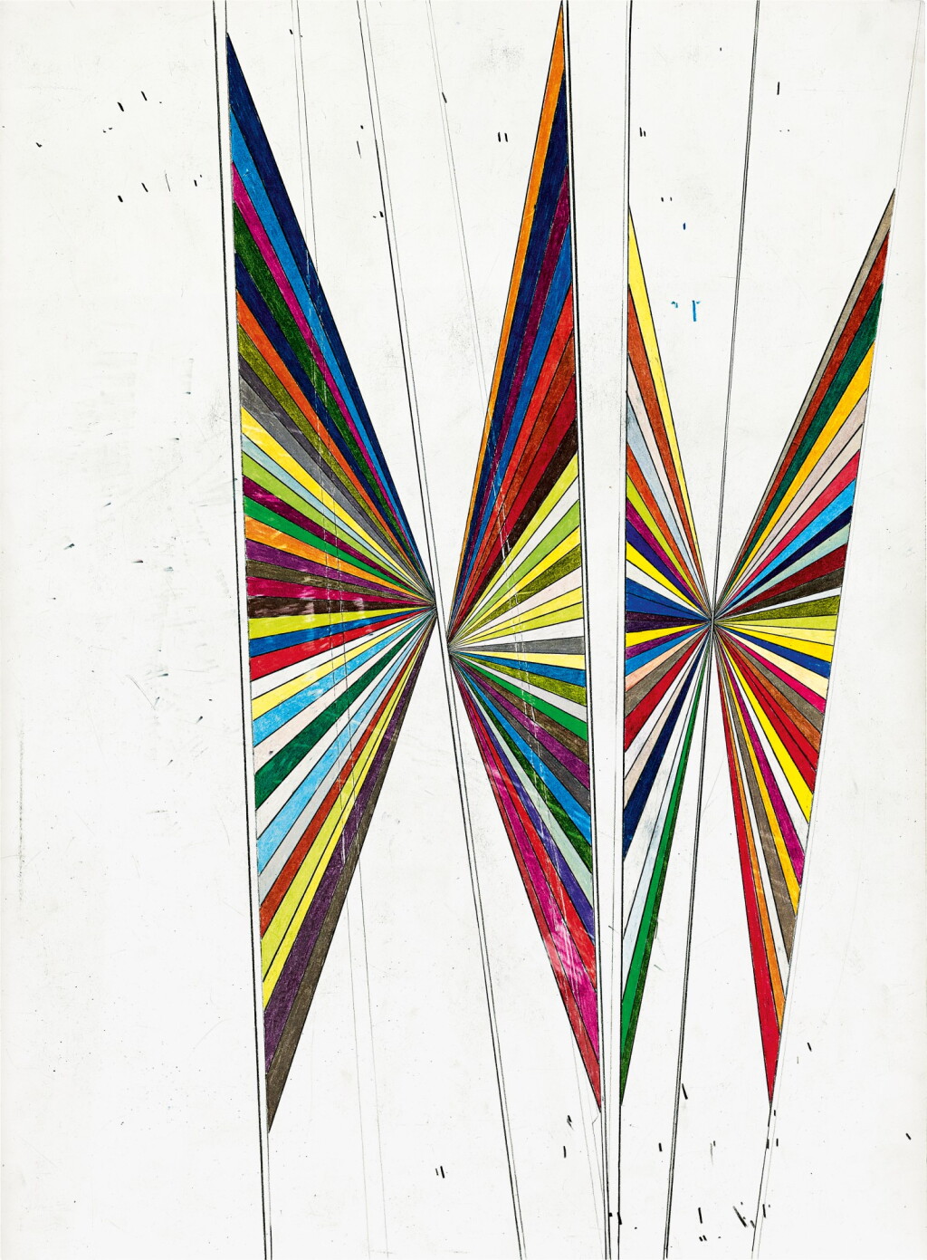 View full screen - View 1 of Lot 528. Mark Grotjahn 馬克・格羅亞恩 | Untitled (Colored butterfly white background 4 wings) 無題(彩色蝴蝶白色背景四翅膀).