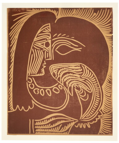 View full screen - View 1 of Lot 132. PABLO PICASSO | PORTRAIT DE JACQUELINE ACCOUDÉE, AU COLLIER (B. 928; BA. 1258; PP. L-078).