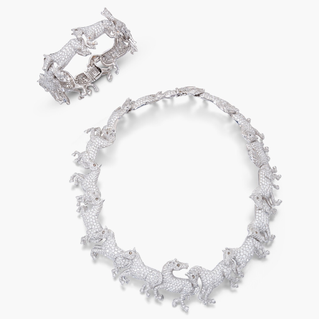 View full screen - View 1 of Lot 714. Diamond ‘Arabic Horse’ Demi-Parure Parure.