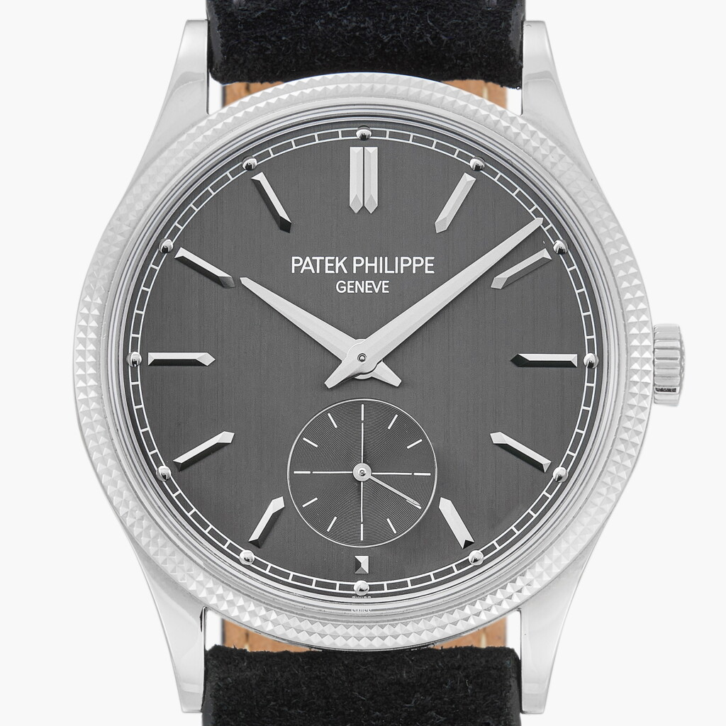 View full screen - View 1 of Lot 279. Calatrava, Reference 6119G-001 | A white gold wristwatch with 'Clous de Paris' bezel | Circa 2021.
