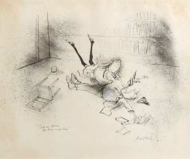 View full screen - View 1 of Lot 154. Ronald Searle | "Come on, Romeo, love knows no boundaries", pen and ink, framed and mounted.