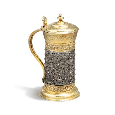 View full screen - View 1 of Lot 316. A Renaissance parcel-gilt silver tankard, unidentified maker's mark, Augsburg, 16th century.