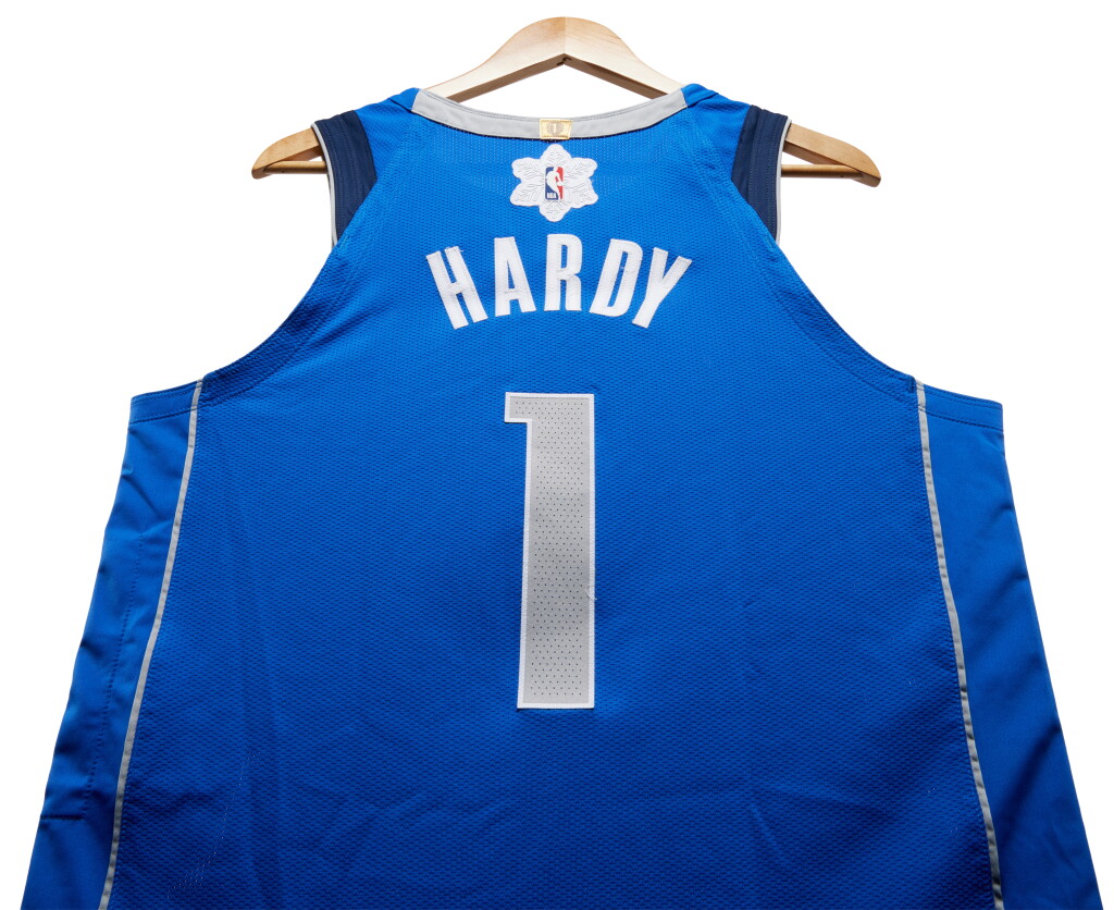 View full screen - View 1 of Lot 27. Jalen Hardy ‘Christmas Day’ Dallas Mavericks 2023-2024 Game Worn Icon Edition Jersey.