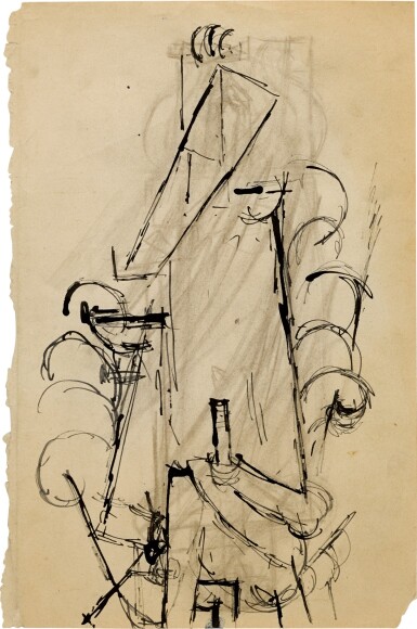 View full screen - View 1 of Lot 10. PABLO PICASSO | PERSONNAGE ASSIS DANS UN FAUTEUIL: ÉTUDE POUR PORTRAIT DE FRANK HAVILAND.