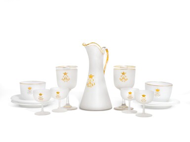 View full screen - View 1 of Lot 106. An engraved crested glass part-table service, late 19th century.