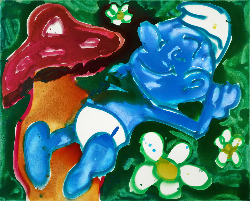 View full screen - View 1 of Lot 159. Katherine Bernhardt 凱薩琳 · 伯恩哈特 | Sleeping Smurf 熟睡的藍精靈.