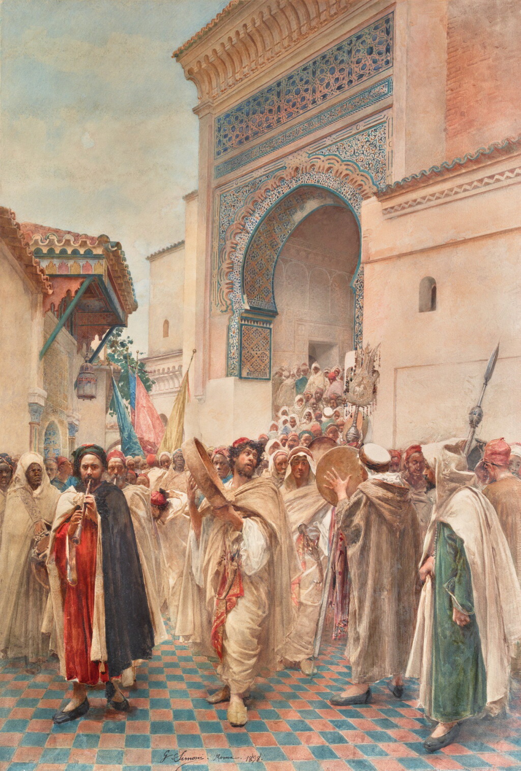 View full screen - View 1 of Lot 32. GUSTAVO SIMONI | CELEBRATION OUTSIDE THE MOSQUE OF SIDI BOUMEDIENE, TLEMCEN.