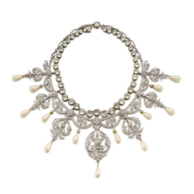 View full screen - View 1 of Lot 64. Diamond, Imitation Pearl and Paste Necklace.