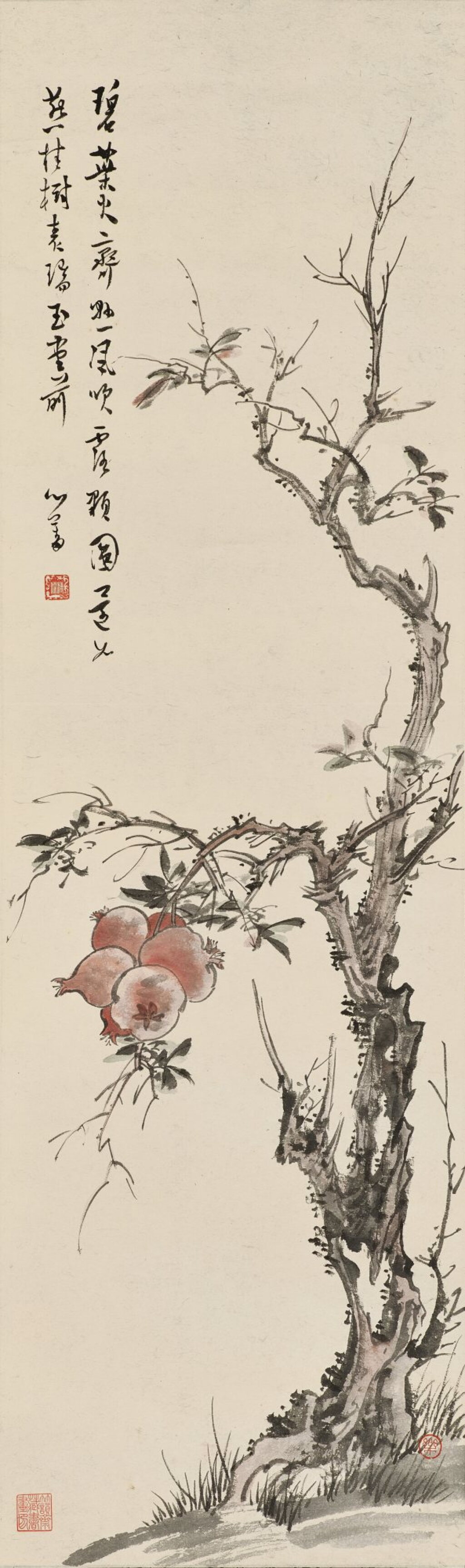 View full screen - View 1 of Lot 3082. 溥儒 老榴結子 | Pu Ru, Pomegranate Tree.