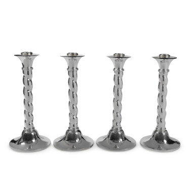 View full screen - View 1 of Lot 341. A Set of Four Silver Candlesticks, Crawford Design, London, Circa 2000.