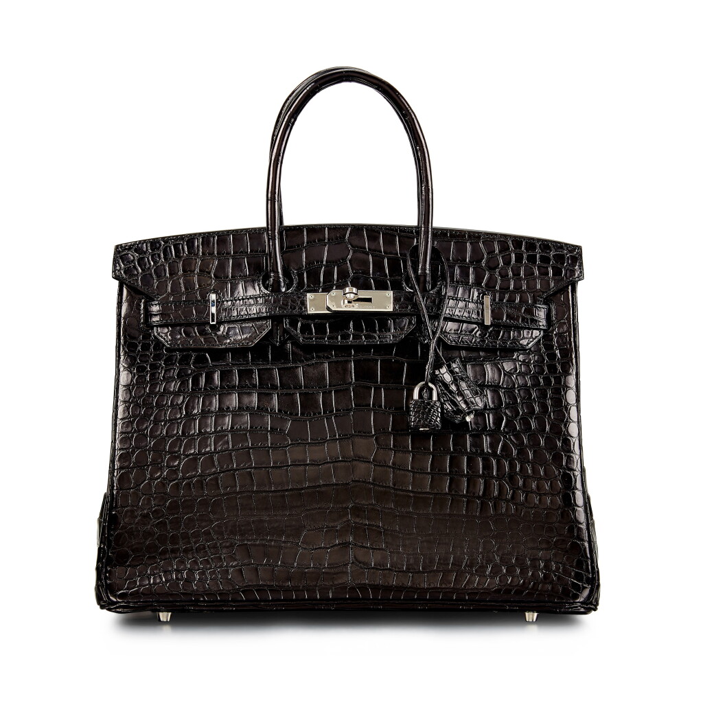 View full screen - View 1 of Lot 8344. Noir Matte Porosus Crocodile Birkin 35 Palladium Hardware, 2003 .