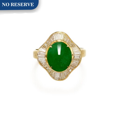 View full screen - View 1 of Lot 1206. JADEITE AND DIAMOND RING | 天然翡翠 配 鑽石 戒指.