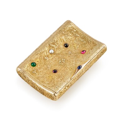 View full screen - View 1 of Lot 1313. A Fabergé jewelled samorodok varicoloured gold cigarette case, Moscow, 1899-1908.