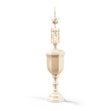 View full screen - View 1 of Lot 230. A South German turned ivory cup and cover, 17th century.