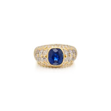 View full screen - View 1 of Lot 592. Sapphire and diamond ring.
