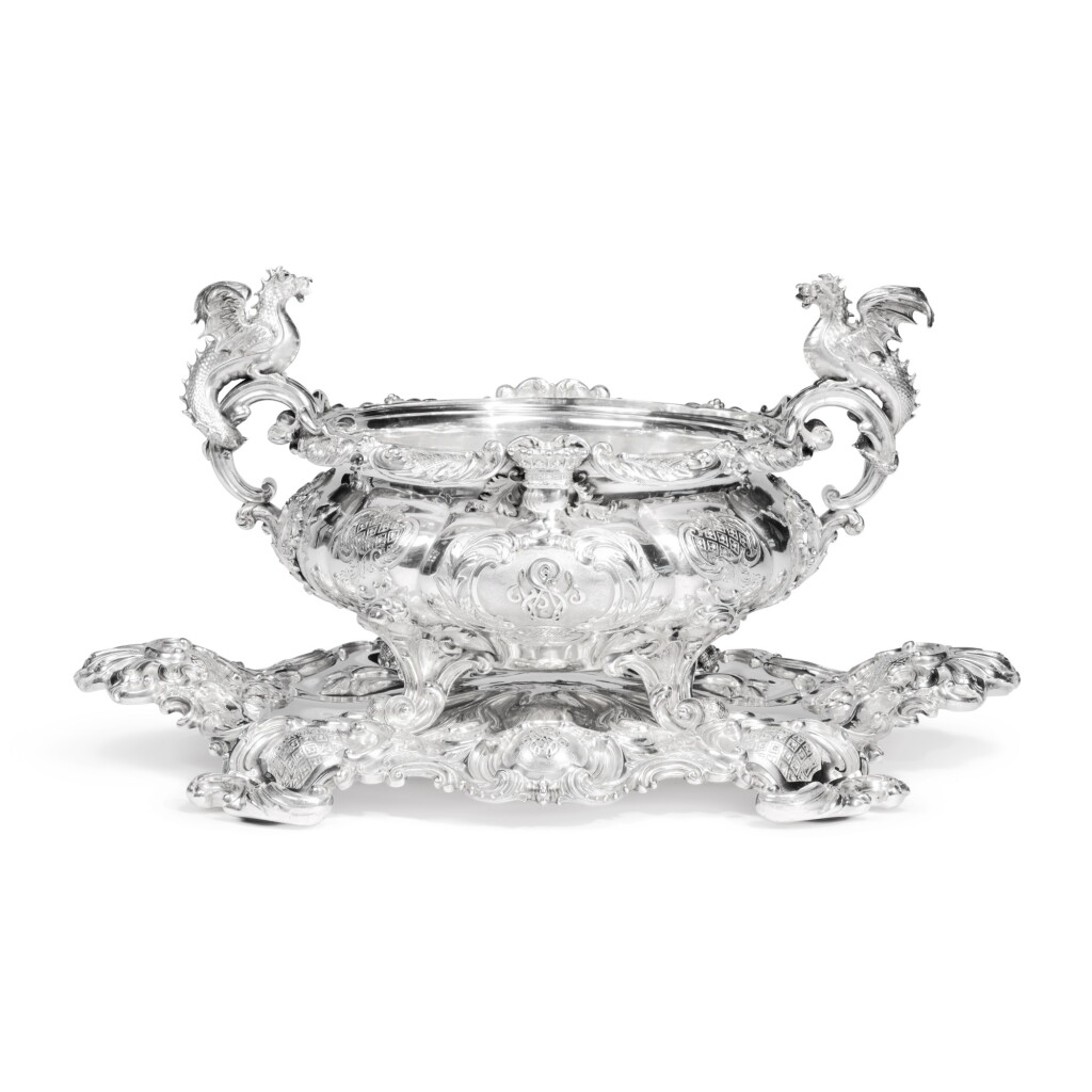 View full screen - View 1 of Lot 133. A Willian IV Silver Tureen, Stand, and Liner from the Pembroke Service, Paul Storr for Storr & Mortimer, London, 1835.