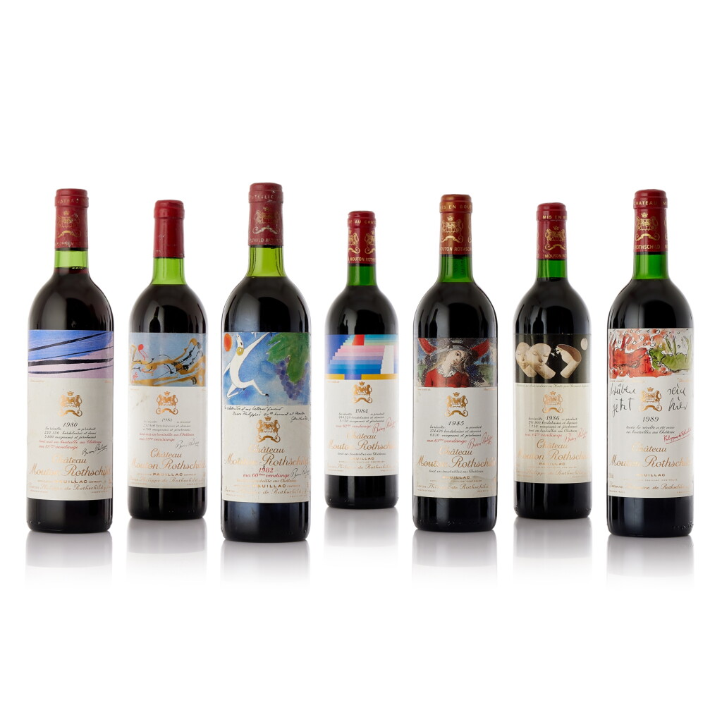 View full screen - View 1 of Lot 6269. Château Mouton Rothschild 1980-1989 Vertical (10 BT).