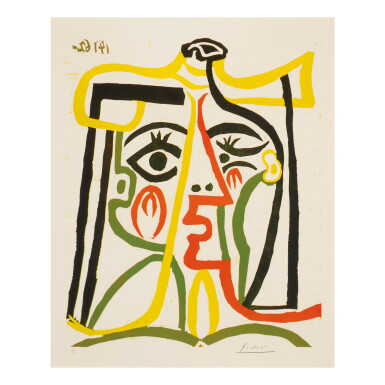 View full screen - View 1 of Lot 51. PABLO PICASSO | PORTRAIT DE JACQUELINE AU CHAPEAU DE PAILLE (B. 1067; BA. 1279).
