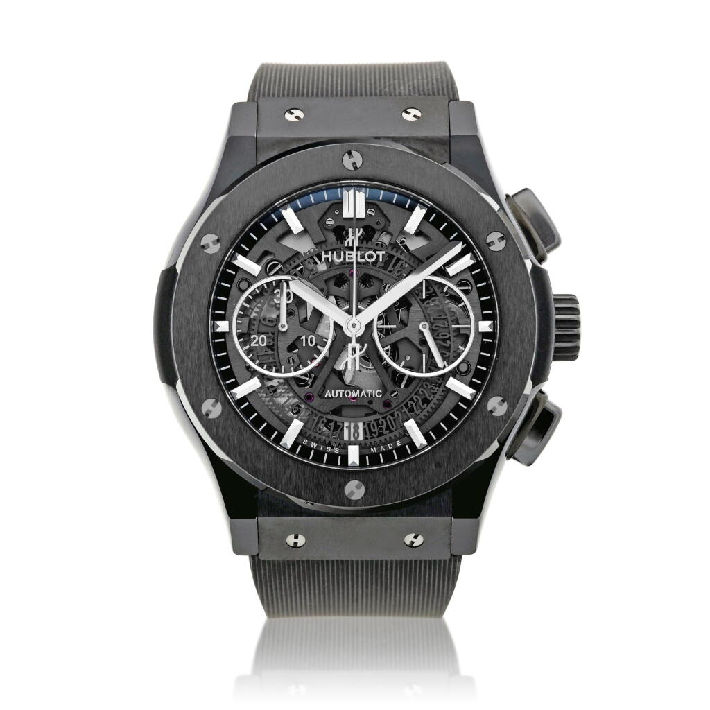 View full screen - View 1 of Lot 61. Reference 525.CM.0170.RX Classic Fusion Aerofusion, A black titanium skeletonized chronograph wristwatch with date, Circa 2021.