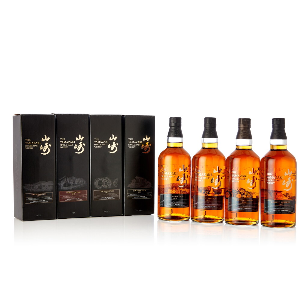View full screen - View 1 of Lot 5017. 山崎 The Yamazaki Limited Edition 2014-2017 Single Malt Whisky 43.0 abv "Vertical" (4 BT70).