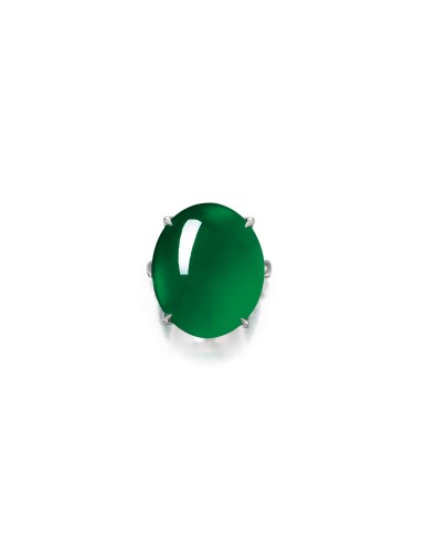 View full screen - View 1 of Lot 1682. Imperial Green Jadeite Ring | 天然「帝王綠」翡翠戒指.