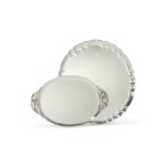 TWO DANISH SILVER TRAYS, NOS. 2H AND 519A, GEORG JENSEN SILVERSMITHY, COPENHAGEN, CIRCA 1945-77