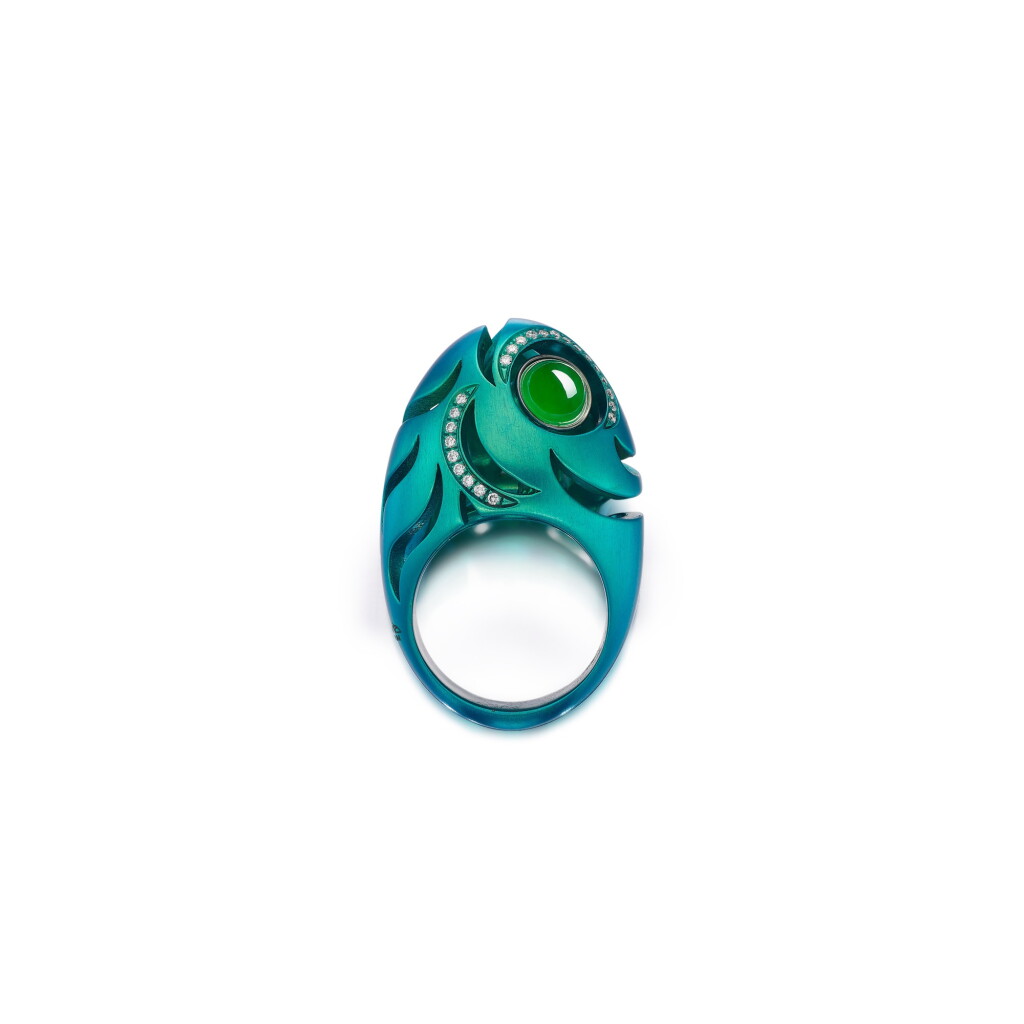 View full screen - View 1 of Lot 2780. Jadeite and Diamond Ring | Scavia | 天然翡翠 配 鑽石 戒指.