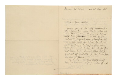 View full screen - View 1 of Lot 149. Rilke, Rainer Maria | A letter sent after the author's arrival at Duino Castle.