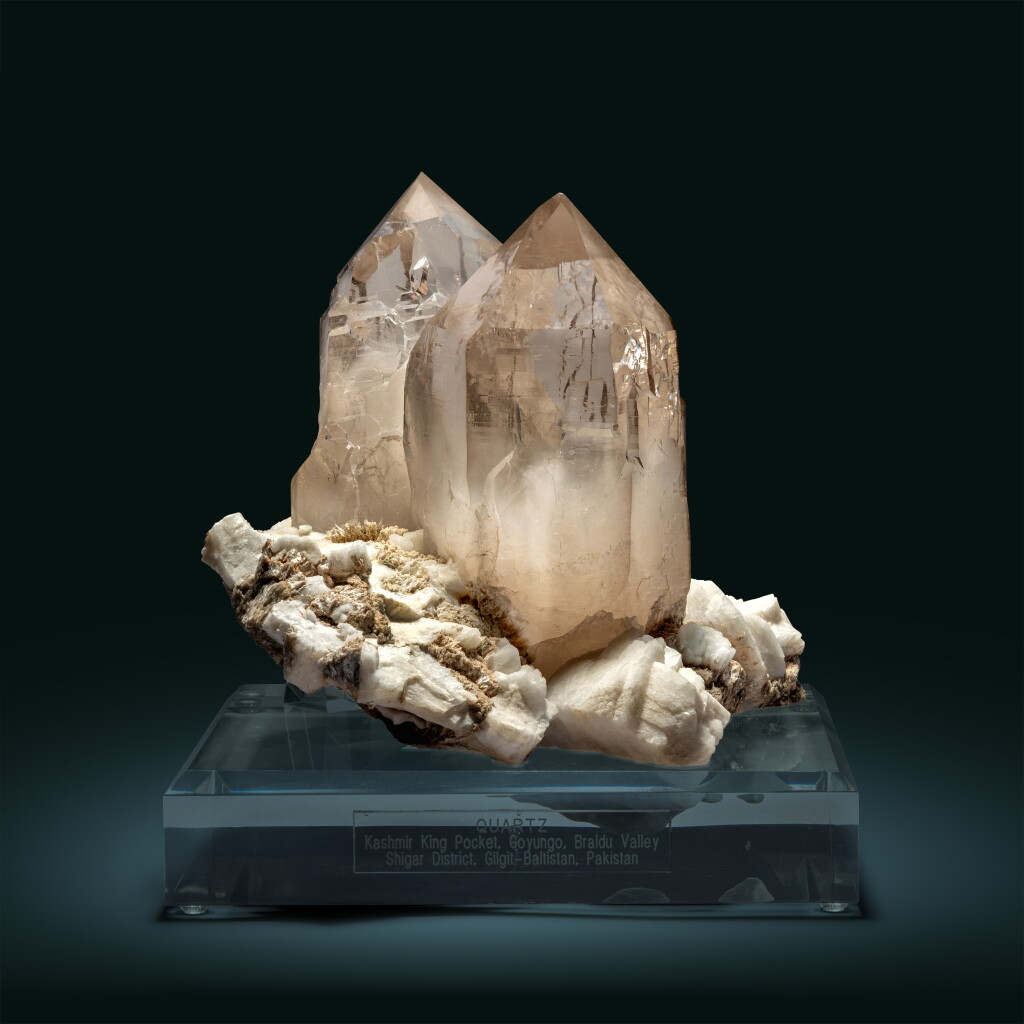View full screen - View 1 of Lot 82. Quartz with Calcite and Spessartine on Matrix.