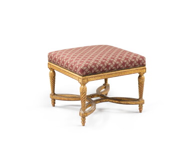 View full screen - View 1 of Lot 26. A Louis XVI style giltwood stool.