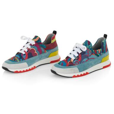 View full screen - View 1 of Lot 29. Addict Sneaker in Multi Colour Knit, Calfskin and Suede Goatskin, 2019.