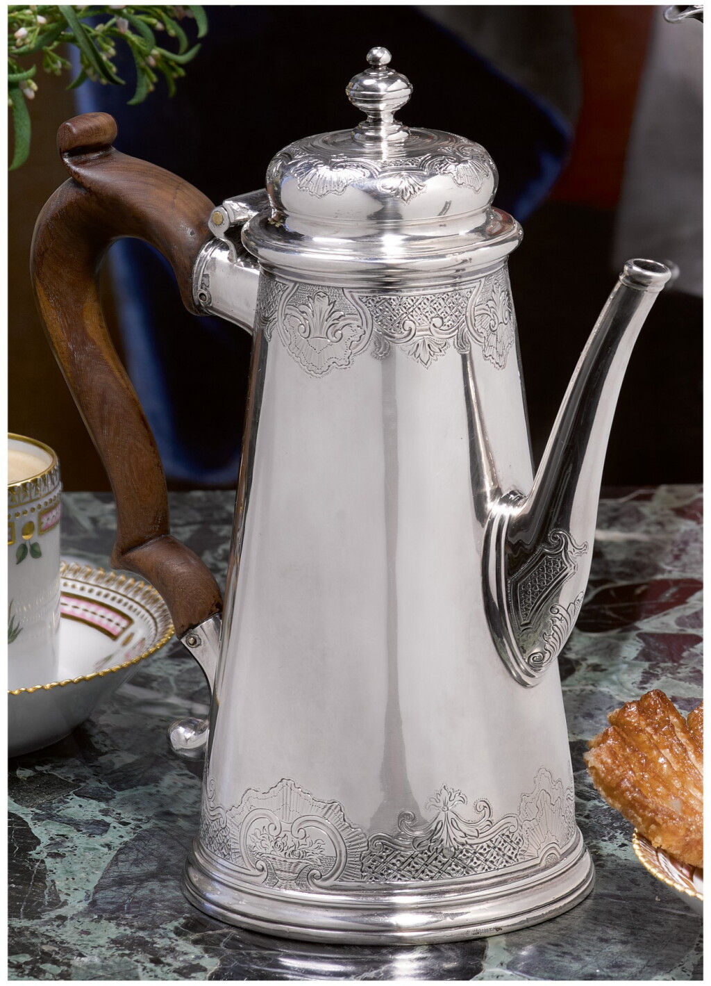 View full screen - View 1 of Lot 59. A GEORGE I SILVER COFFEE POT, PETER ARCHAMBO, LONDON, 1734.