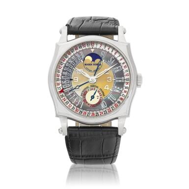 View full screen - View 1 of Lot 2080. Sympathie | A limited edition white gold bi-retrograde perpetual calendar wristwatch with moon phases, 52 weeks, leap year indication and mother-of-pearl dial, Circa 2000 | 羅杰杜彼 | Sympathie | 限量版白金雙逆跳萬年曆腕錶,備月相、52週、閏年顯示及珠母貝錶盤,約2000年製.