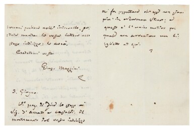 View full screen - View 1 of Lot 342. Giuseppe Mazzini | Collection of ten letters signed, to Italian patriots, 1859-63.