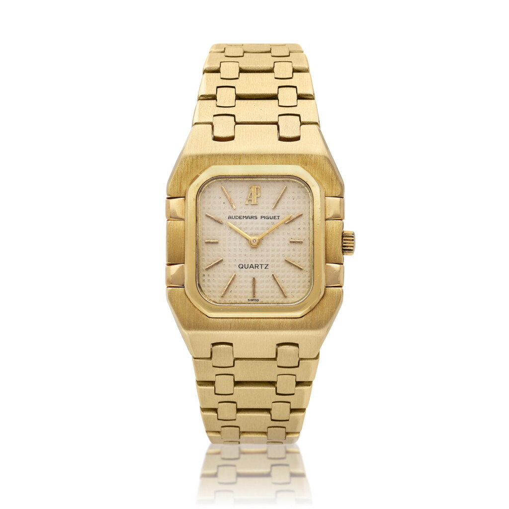 View full screen - View 1 of Lot 350. Royal Oak Rectangular | A yellow gold bracelet watch, Circa 1978.