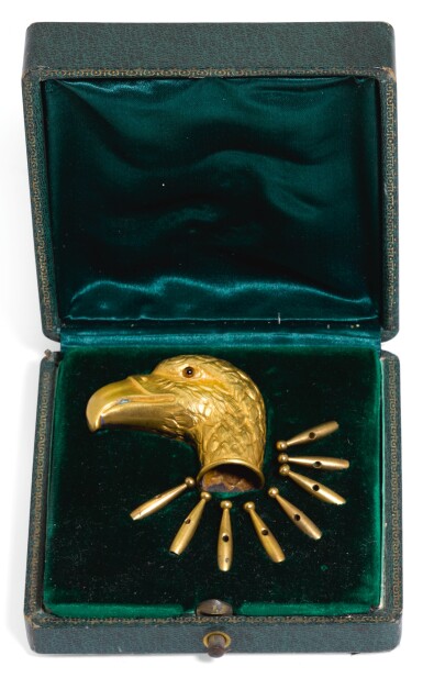 View full screen - View 1 of Lot 286. A GILT-METAL PARASOL HANDLE, UNMARKED, PROBABLY AUSTRIAN, CIRCA 1910.